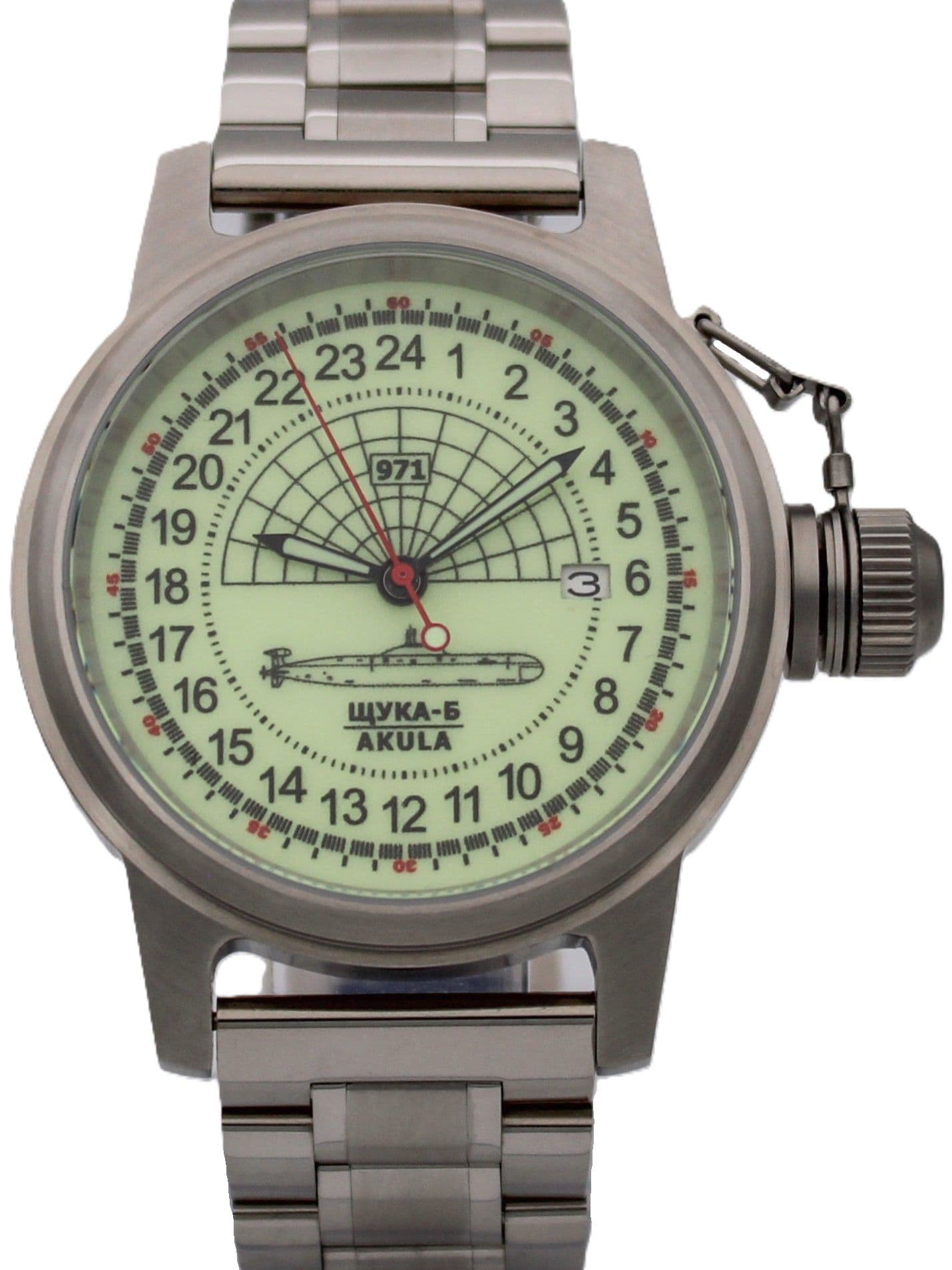 Часы 971 / Щука-Б (Akula) механические с автоподзаводом (Seiko NH34A) 45.061.2