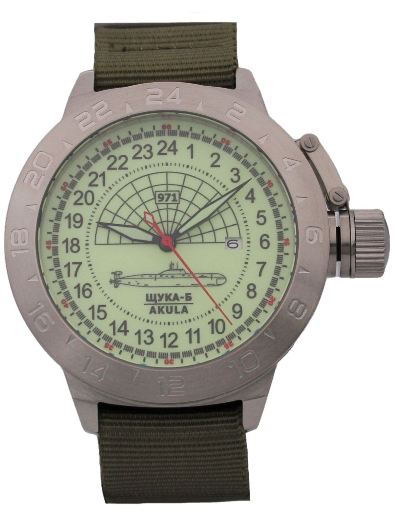 Часы 971 / Щука-Б (Akula) механические с автоподзаводом (Seiko NH34A) 52.061.21