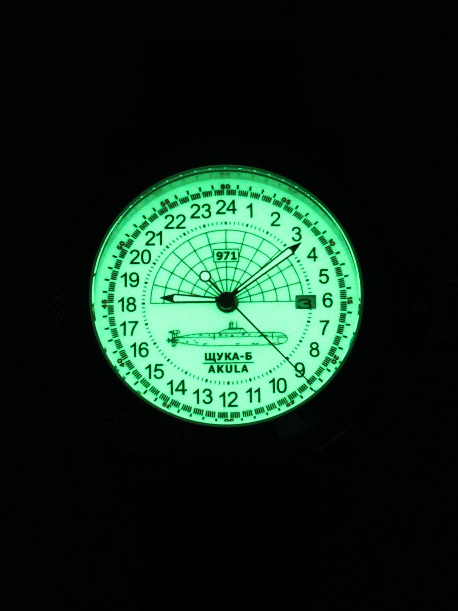 Часы 971 / Щука-Б (Akula) механические с автоподзаводом (Seiko NH34A) 47.061.01