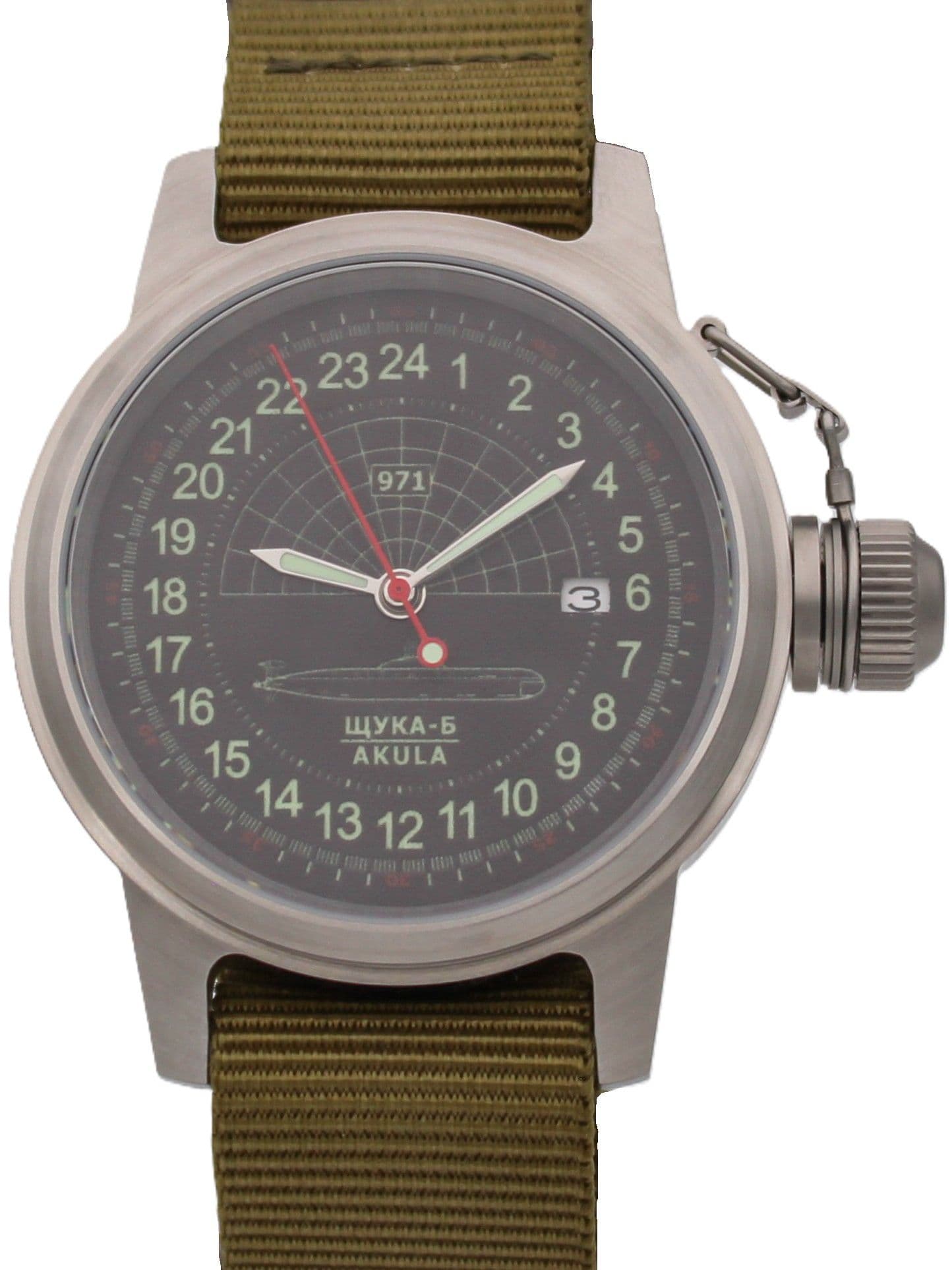 Часы 971 / Щука-Б (Akula) механические с автоподзаводом (Seiko NH34A) 45.063.21