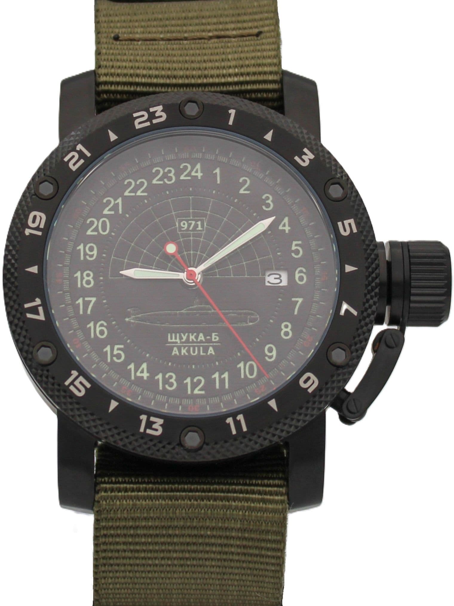 Часы 971 / Щука-Б (Akula) механические с автоподзаводом (Seiko NH34A) 147.063.21