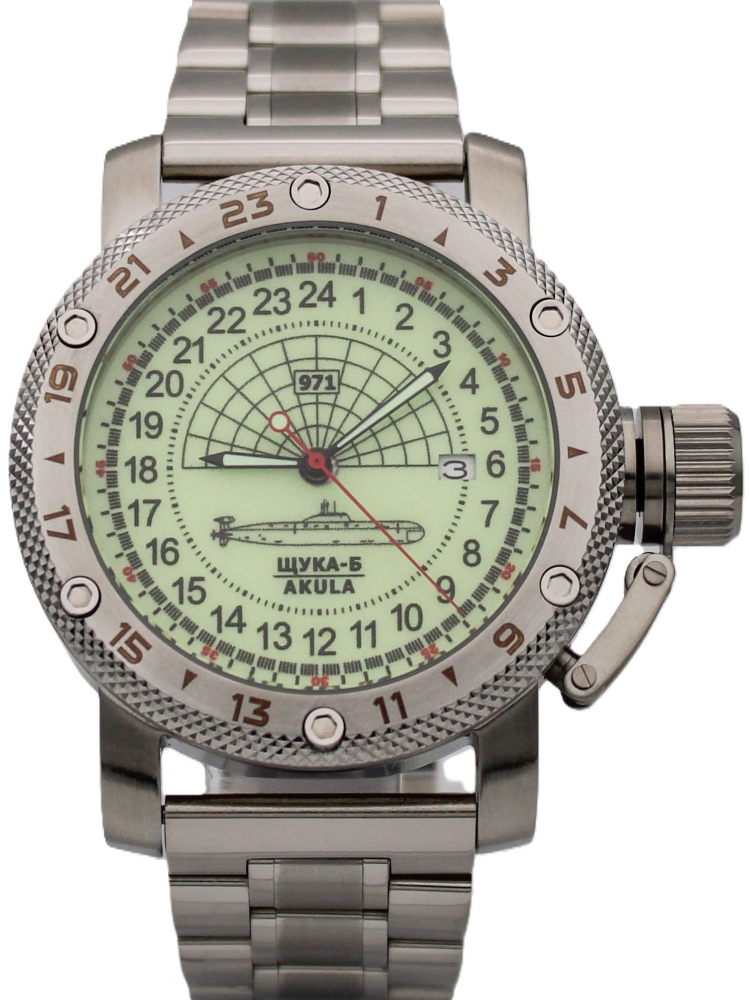 Часы 971 / Щука-Б (Akula) механические с автоподзаводом (Seiko NH34A) 47.061.2