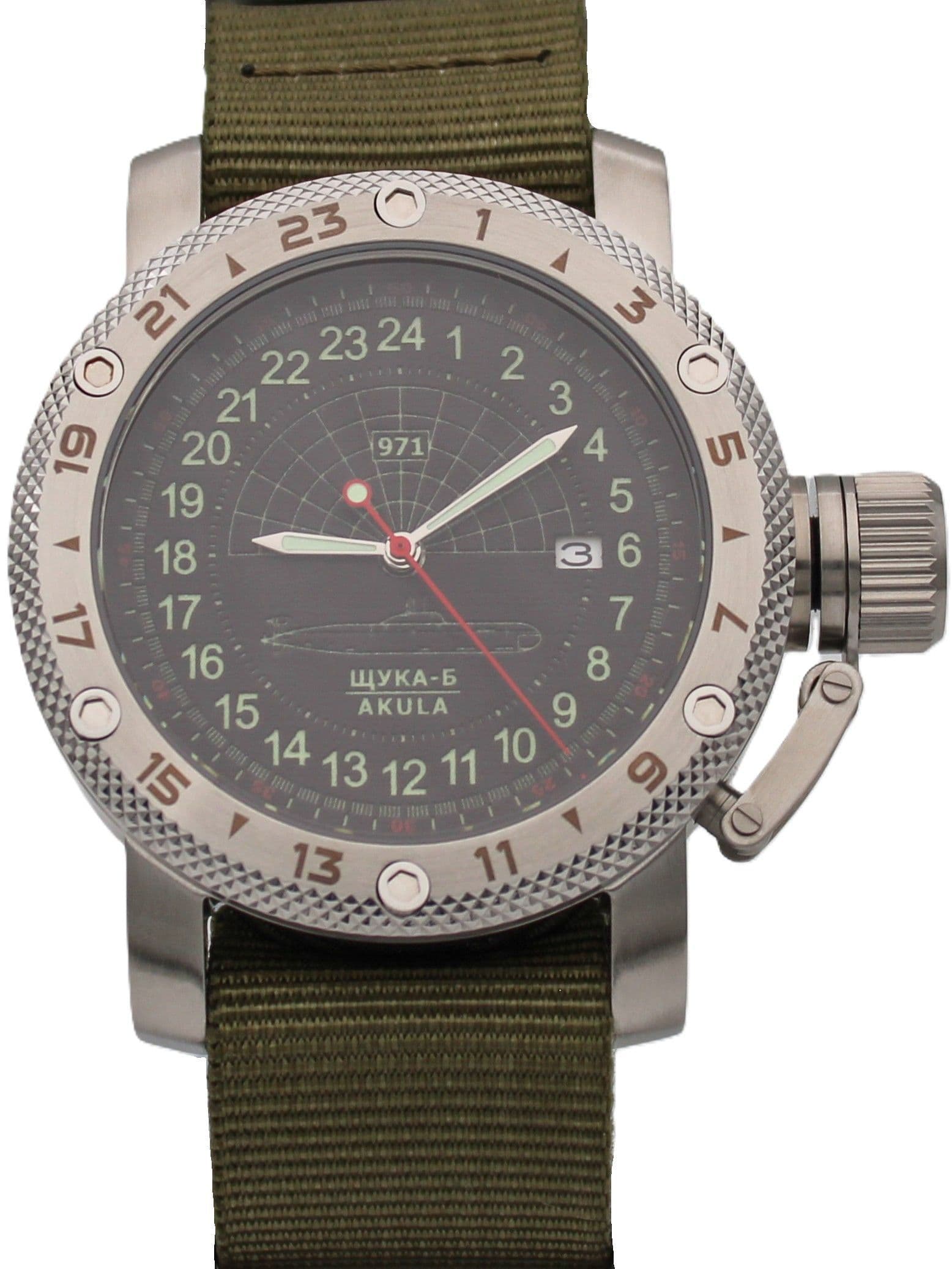 Часы 971 / Щука-Б (Akula) механические с автоподзаводом (Seiko NH34A) 47.063.21