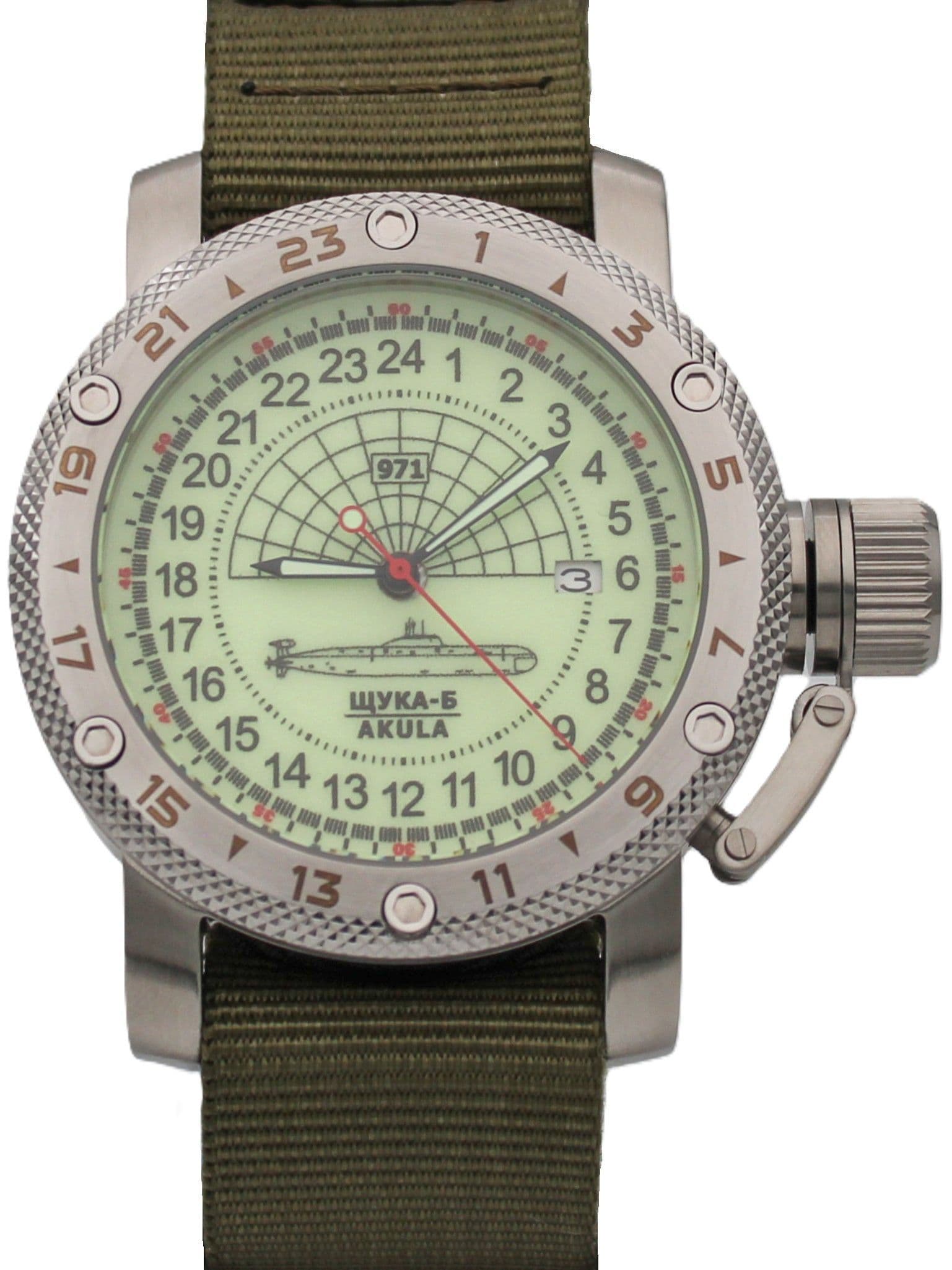 Часы 971 / Щука-Б (Akula) механические с автоподзаводом (Seiko NH34A) 47.061.21
