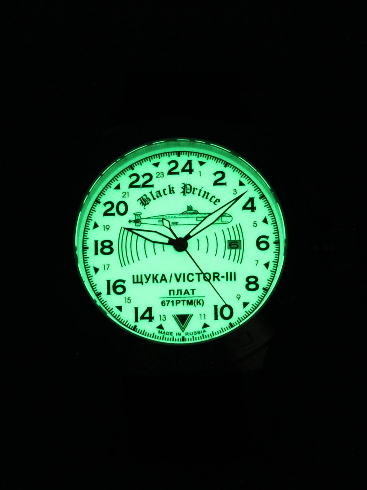 Часы 671 / Щука (Black Prince) кварцевые (Ronda 515.24H) Q52.066.01