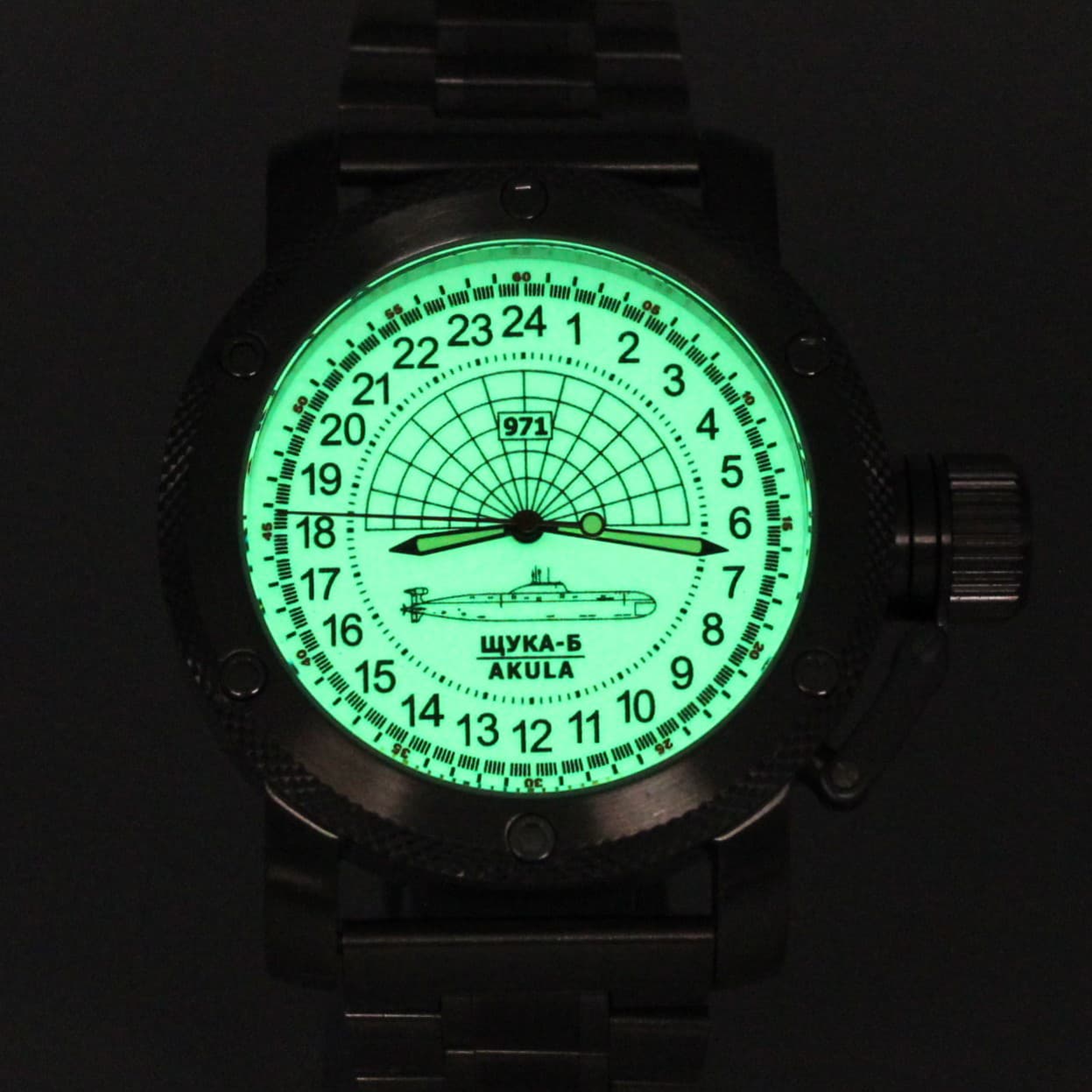 Часы 971 Щука-Б (Акула), механизм Восток 2415.01