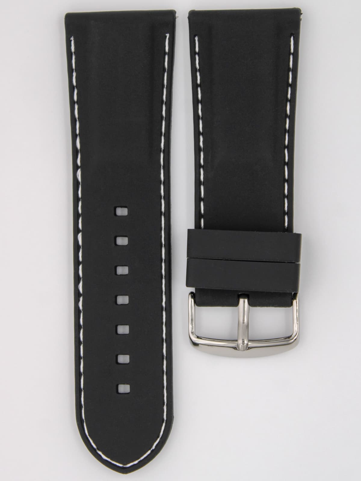 Ремешок для наручных часов силиконовый чёрный с белой строчкой 30 мм