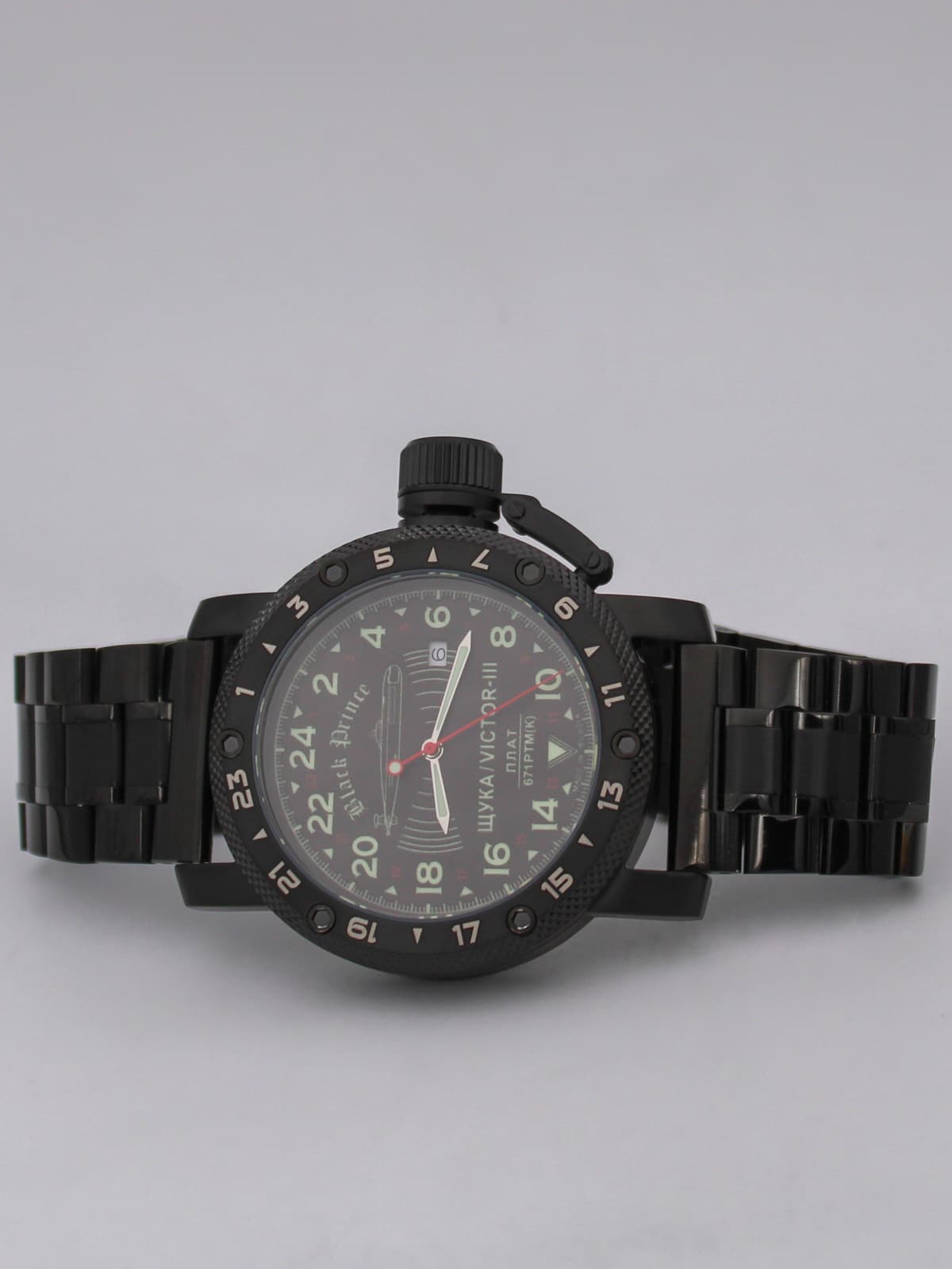 Часы 671 / Щука (Black Prince) кварцевые (Ronda 515.24H) Q147.068.1