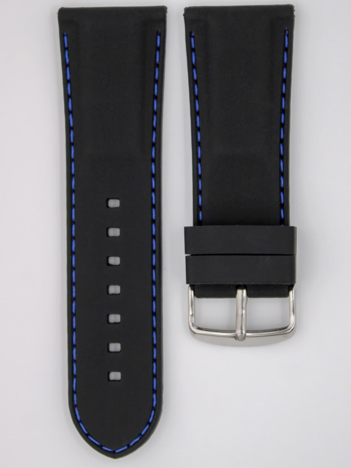 Ремешок для наручных часов силиконовый чёрный с синей строчкой 30 мм