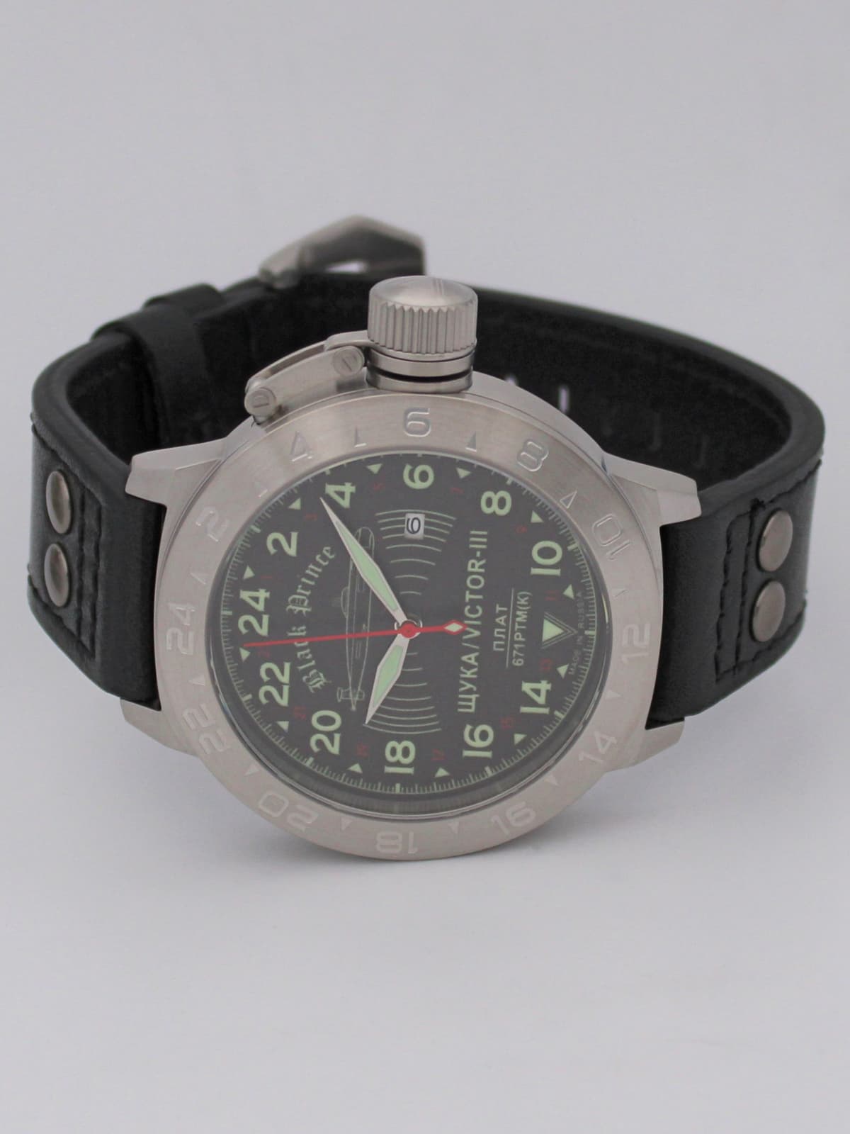 Часы 671 / Щука (Black Prince) кварцевые (Ronda 515.24H) Q52.068.01