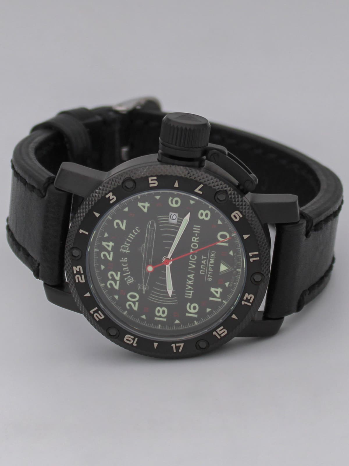 Часы 671 / Щука (Black Prince) кварцевые (Ronda 515.24H) Q147.068.01