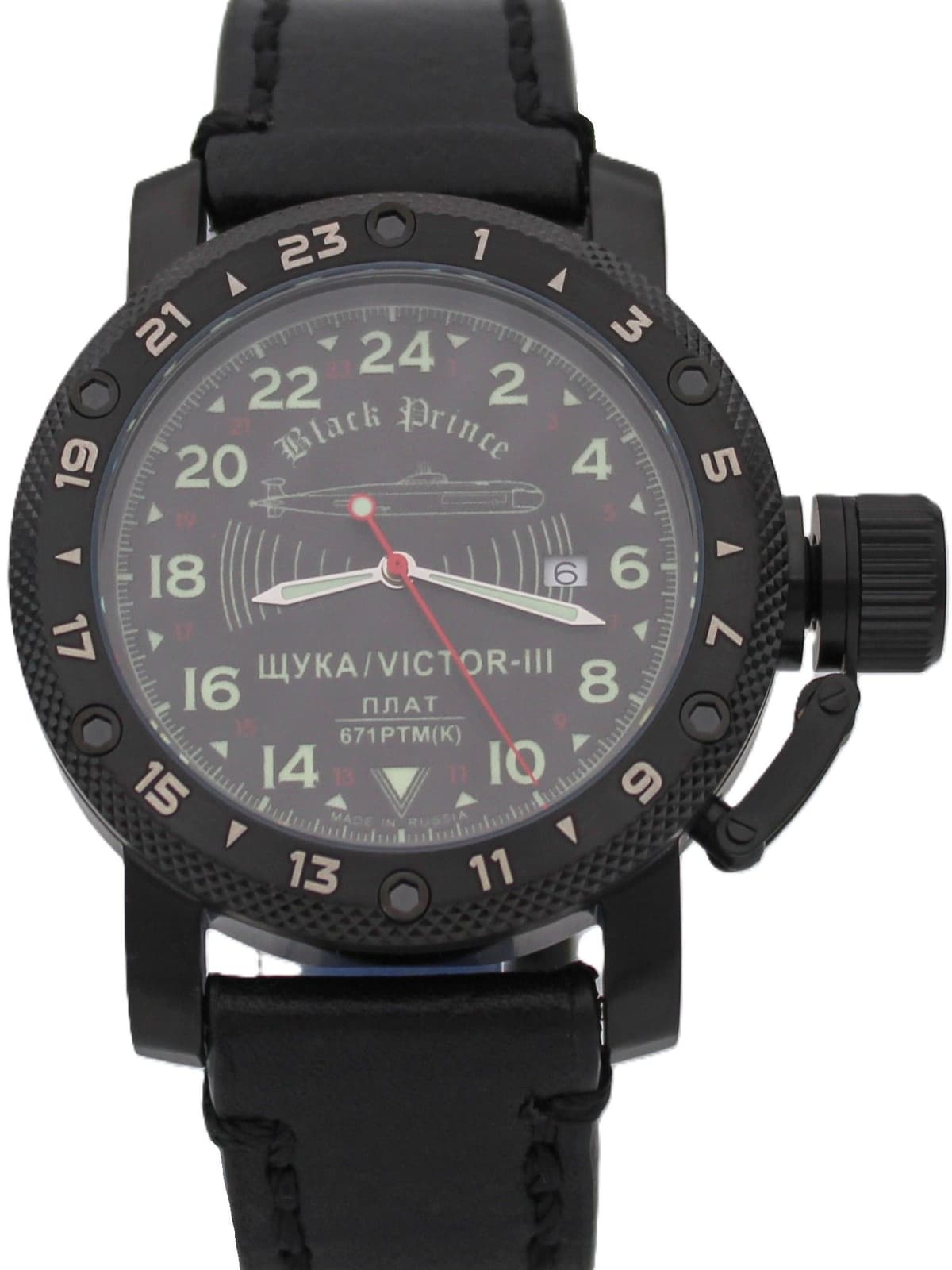 Часы 671 / Щука (Black Prince) кварцевые (Ronda 515.24H) Q147.068.01
