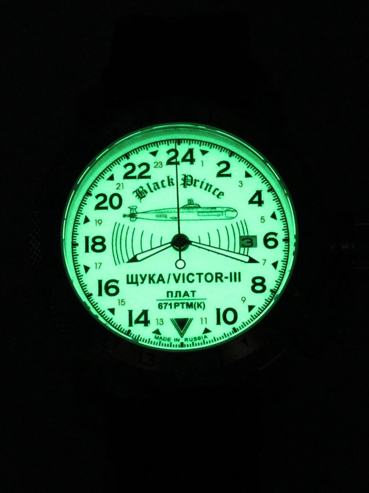 Часы 671 / Щука (Black Prince) кварцевые (Ronda 515.24H) Q47.066.01