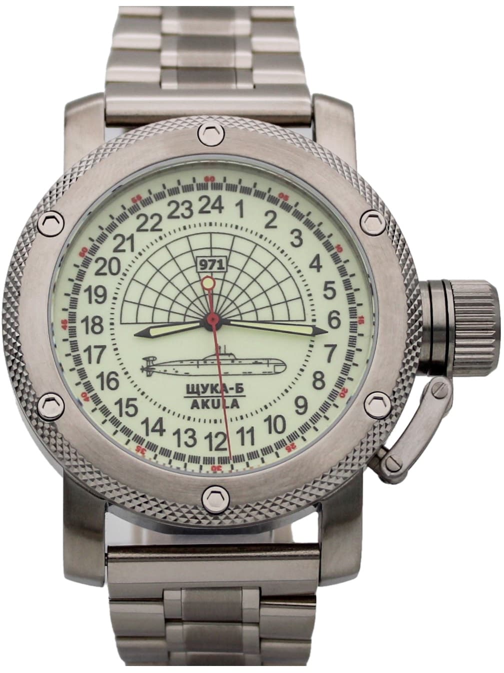 Часы 971 / Щука-Б (Akula), механические, механизм Ракета 2623 Н